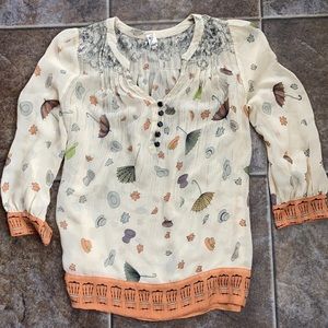 Unique Anthro Floreat Umbrella & Hats Sheer Top